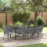 Garden Dining Set with Cushion 9 pcs Grey Powder-Coated Steel