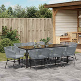 Garden Dining Set with Cushion 9 pcs Grey Powder-Coated Steel - Top-Down View