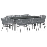 Garden Dining Set with Cushion 9 pcs Grey Powder-Coated Steel