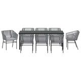 Garden Dining Set with Cushion 9 pcs Grey Powder-Coated Steel - Close-Up Angle