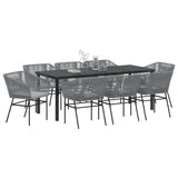 Garden Dining Set with Cushion 9 pcs Grey Powder-Coated Steel - Side View