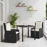Garden Dining Set 3 pcs Black Poly Rattan