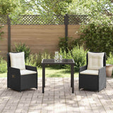 Garden Dining Set 3 pcs Black Poly Rattan - Top-Down View