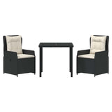 Garden Dining Set 3 pcs Black Poly Rattan
