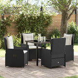 Garden Dining Set 5 pcs Black Poly Rattan