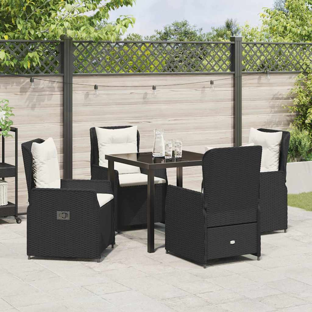 Garden Dining Set 5 pcs Black Poly Rattan