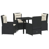 Garden Dining Set 5 pcs Black Poly Rattan - Front View