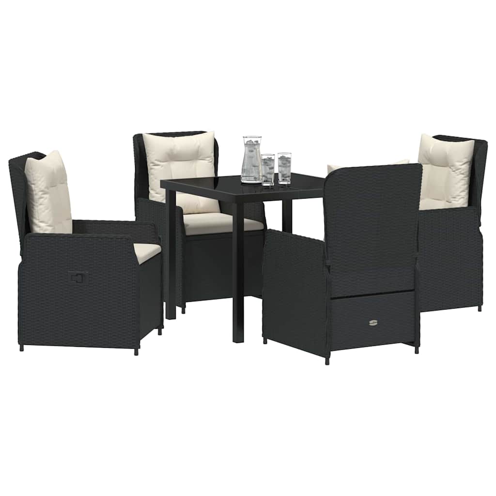 Garden Dining Set 5 pcs Black Poly Rattan
