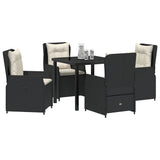 Garden Dining Set 5 pcs Black Poly Rattan - Side View