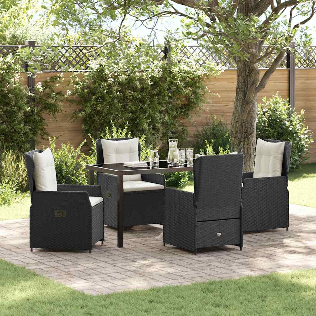 Garden Dining Set 5 pcs Black Poly Rattan