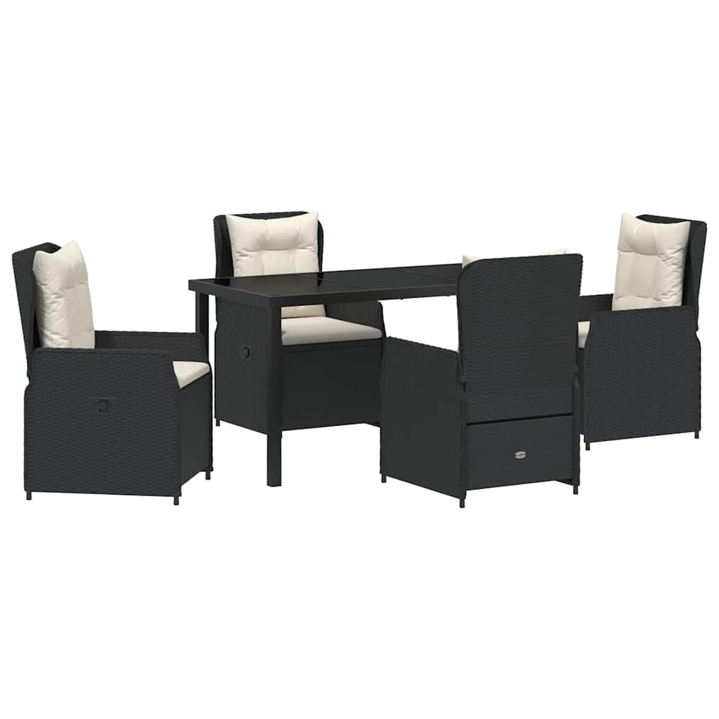 Garden Dining Set 5 pcs Black Poly Rattan