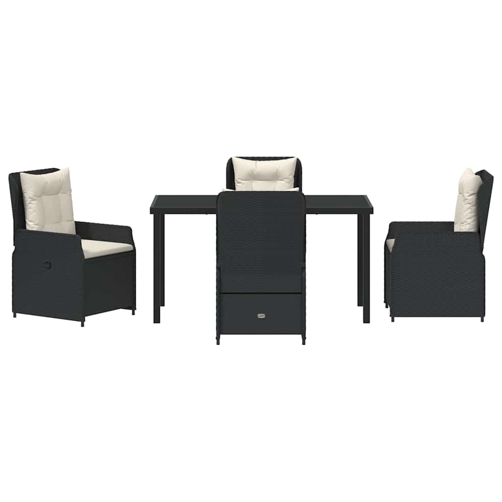 Garden Dining Set 5 pcs Black Poly Rattan
