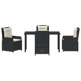 Garden Dining Set 5 pcs Black Poly Rattan - Close-Up Angle