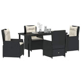Garden Dining Set 5 pcs Black Poly Rattan - Side View