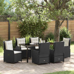 Garden Dining Set 7 pcs Black Poly Rattan