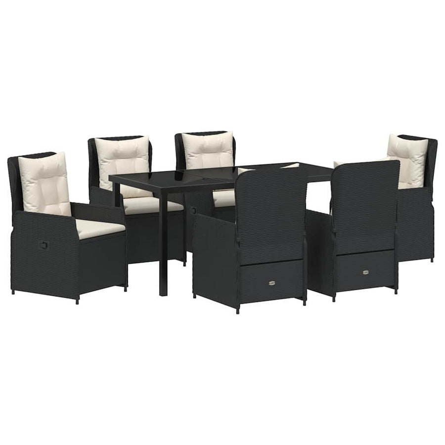 Garden Dining Set 7 pcs Black Poly Rattan
