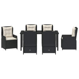 Garden Dining Set 7 pcs Black Poly Rattan - Close-Up Angle