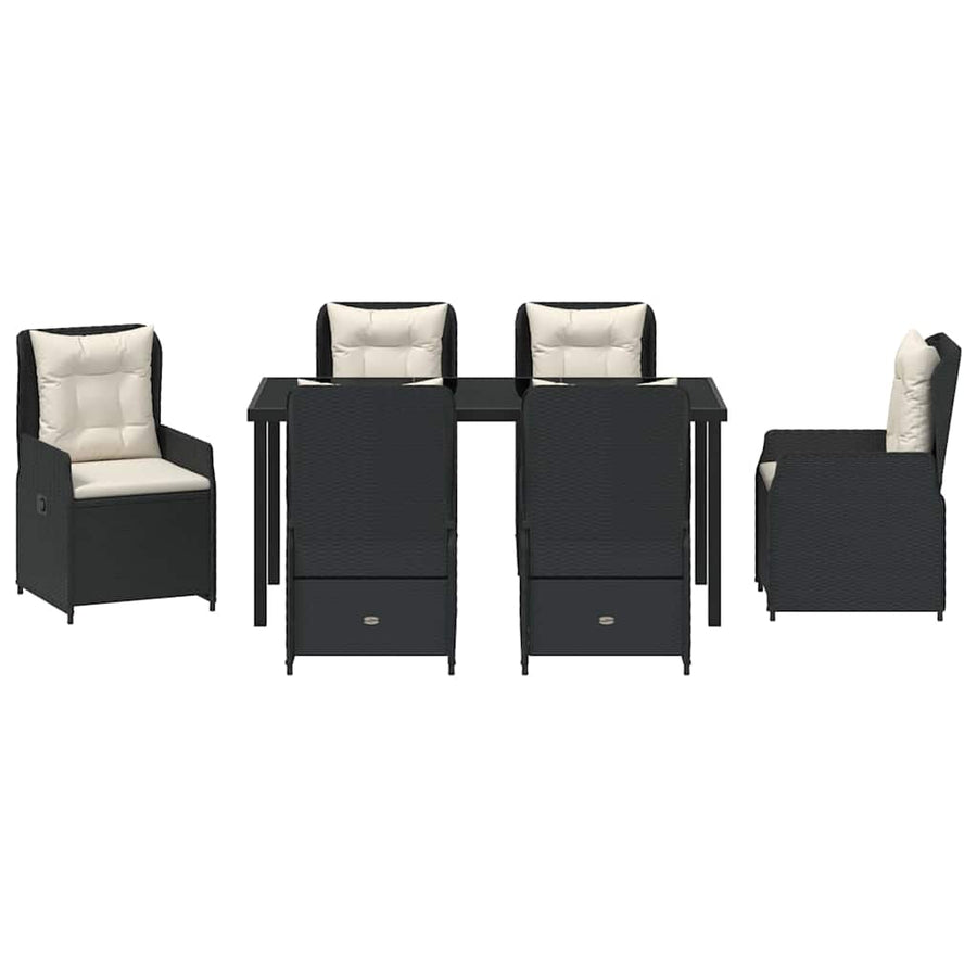 Garden Dining Set 7 pcs Black Poly Rattan
