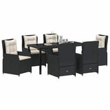 Garden Dining Set 7 pcs Black Poly Rattan - Side View