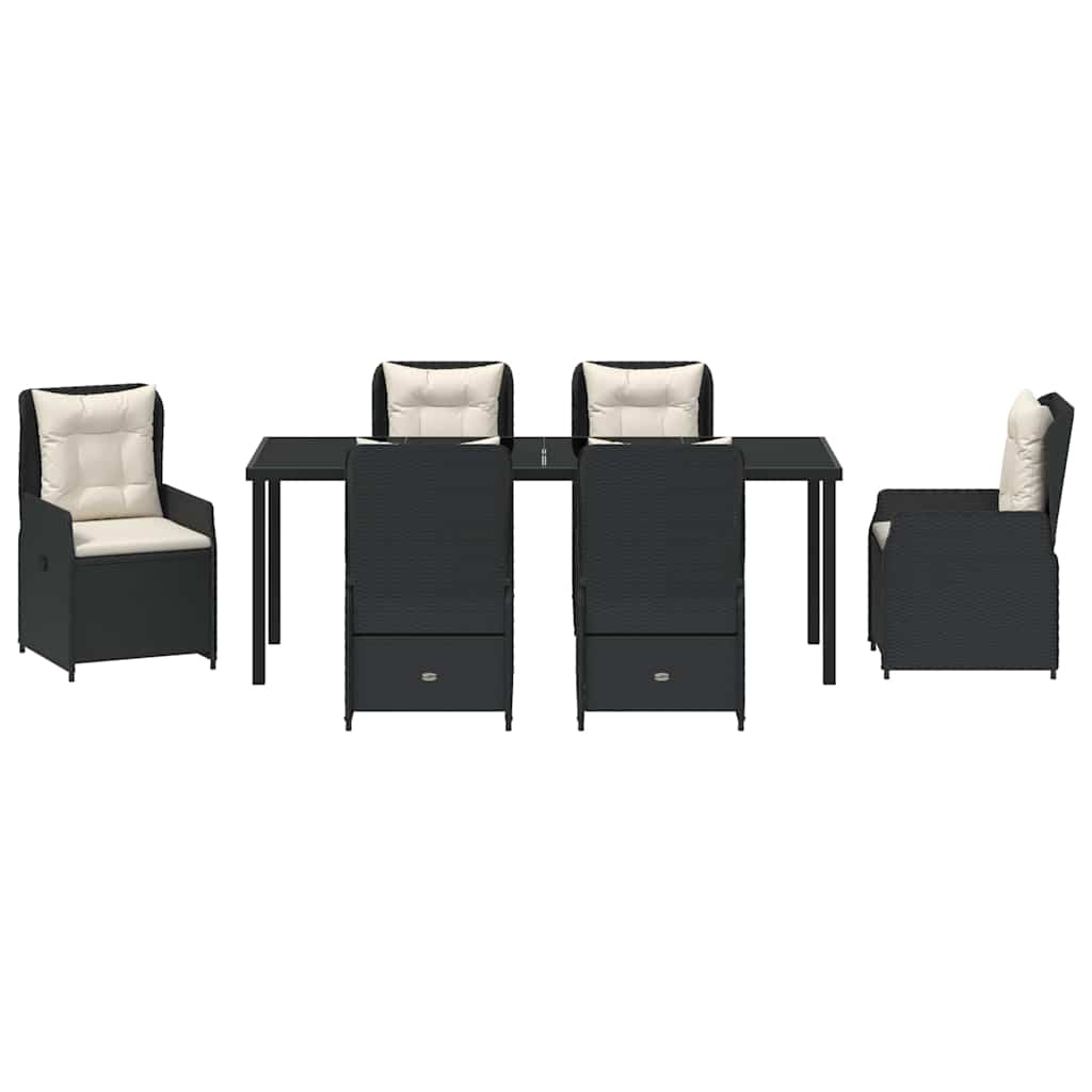 Garden Dining Set 7 pcs Black Poly Rattan
