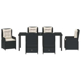 Garden Dining Set 7 pcs Black Poly Rattan - Close-Up Angle