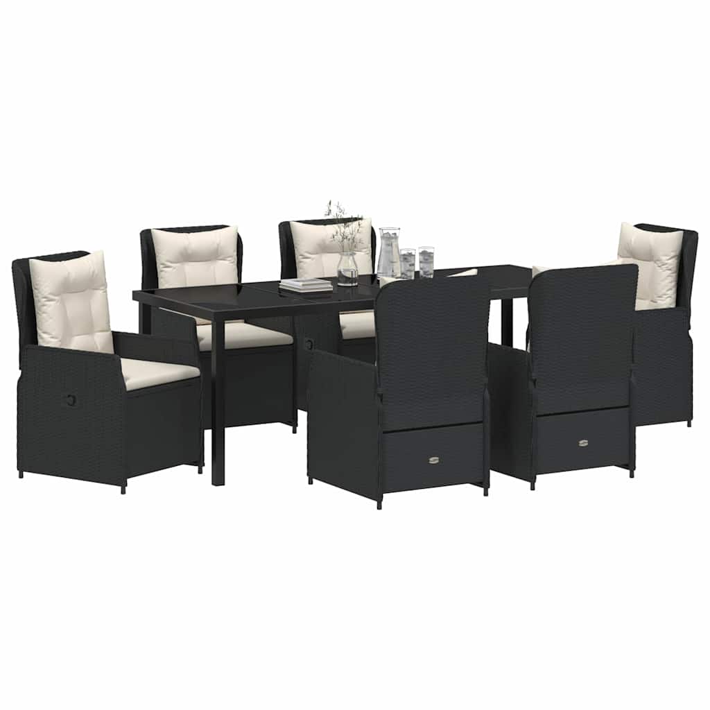 Garden Dining Set 7 pcs Black Poly Rattan