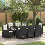 Garden Dining Set 9 pcs Black Poly Rattan