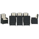 Garden Dining Set 9 pcs Black Poly Rattan - Close-Up Angle