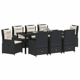 Garden Dining Set 9 pcs Black Poly Rattan - Side View