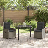 Garden Dining Set 3 pcs Grey Poly Rattan - Top-Down View