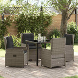 Garden Dining Set 5 pcs Grey Poly Rattan