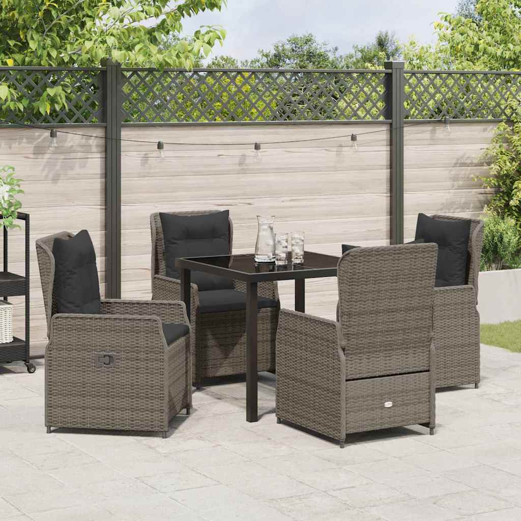 Garden Dining Set 5 pcs Grey Poly Rattan