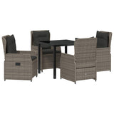 Garden Dining Set 5 pcs Grey Poly Rattan