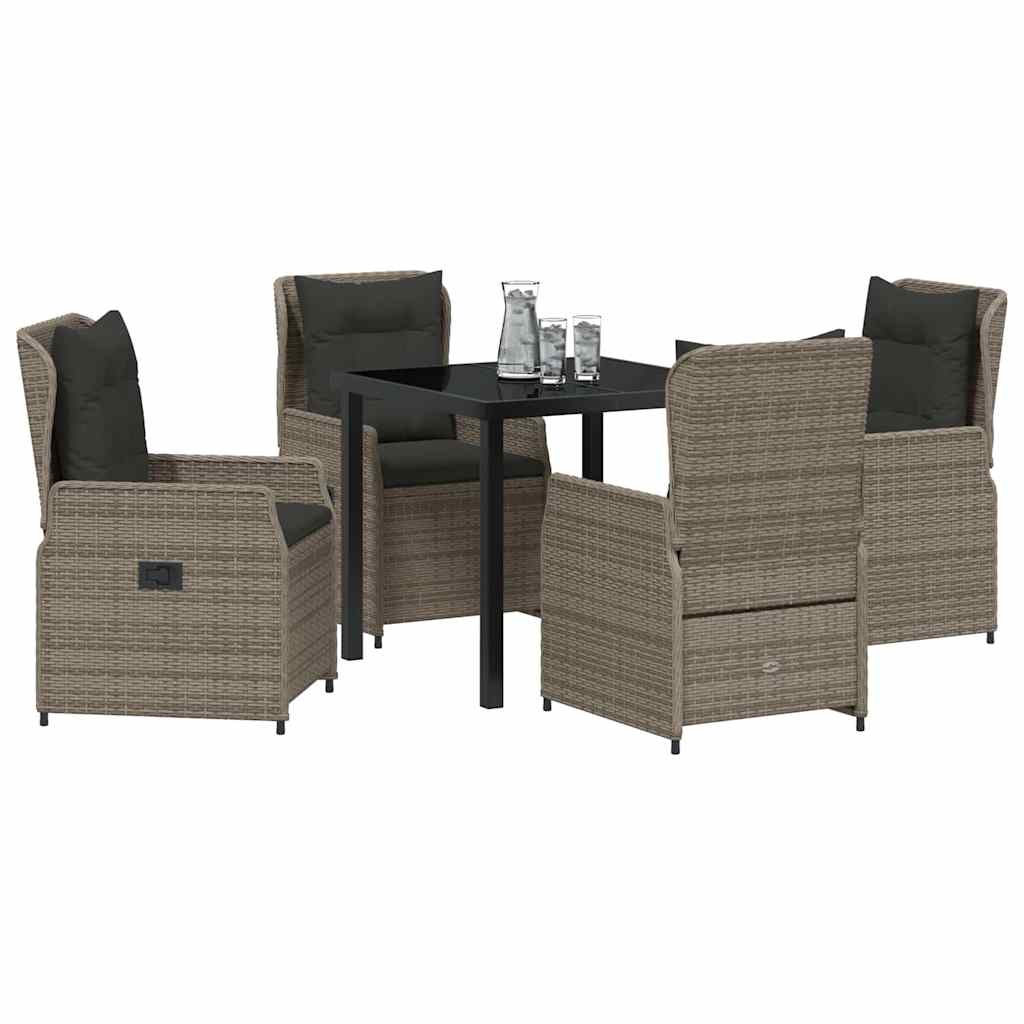 Garden Dining Set 5 pcs Grey Poly Rattan