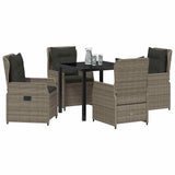 Garden Dining Set 5 pcs Grey Poly Rattan