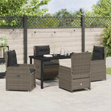 Garden Dining Set 5 pcs Grey Poly Rattan