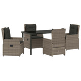 Garden Dining Set 5 pcs Grey Poly Rattan - Front View