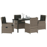 Garden Dining Set 5 pcs Grey Poly Rattan - Side View