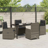 Garden Dining Set 5 pcs Grey Poly Rattan - Top-Down View