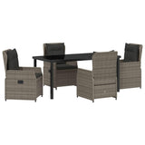 Garden Dining Set 5 pcs Grey Poly Rattan - Front View