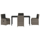 Garden Dining Set 5 pcs Grey Poly Rattan - Close-Up Angle