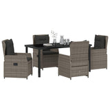 Garden Dining Set 5 pcs Grey Poly Rattan - Side View
