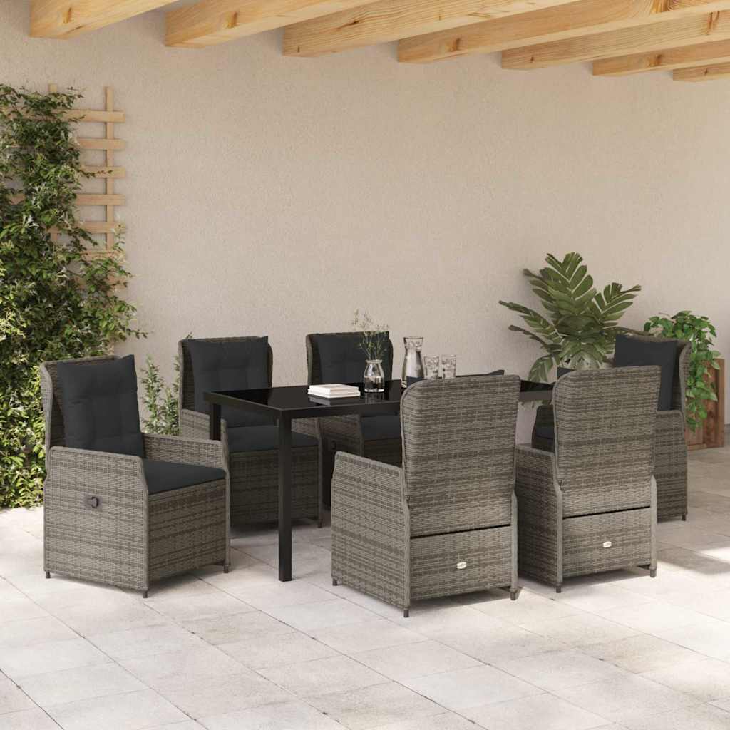 Garden Dining Set 7 pcs Grey Poly Rattan