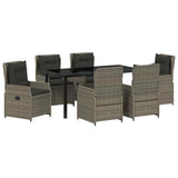 Garden Dining Set 7 pcs Grey Poly Rattan