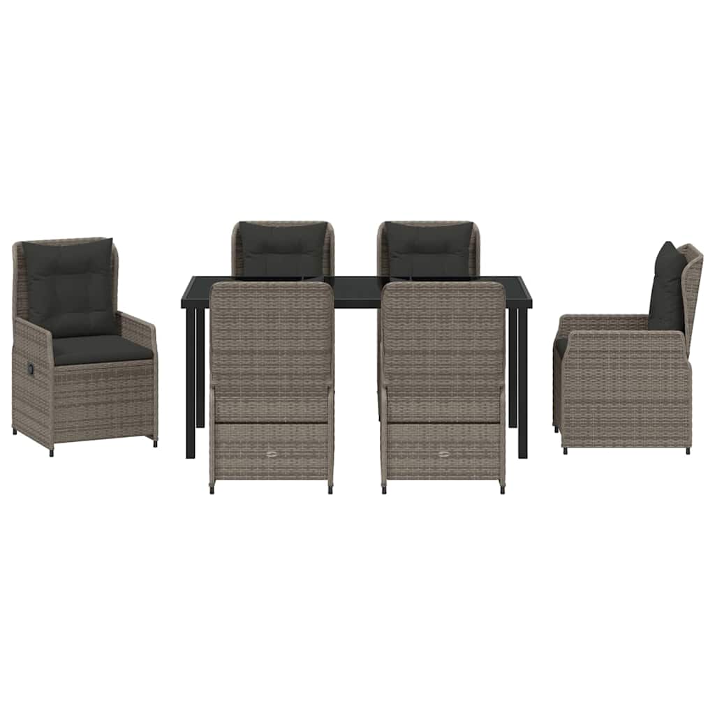 Garden Dining Set 7 pcs Grey Poly Rattan