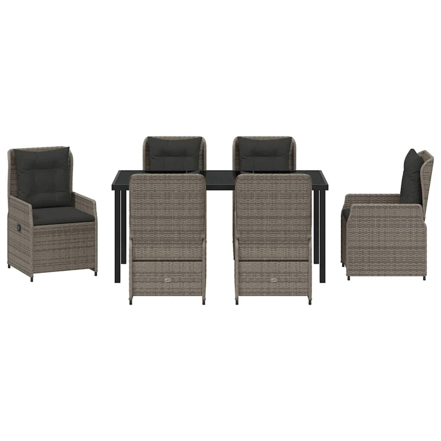 Garden Dining Set 7 pcs Grey Poly Rattan