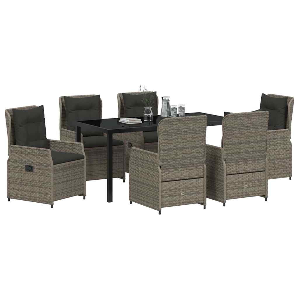 Garden Dining Set 7 pcs Grey Poly Rattan