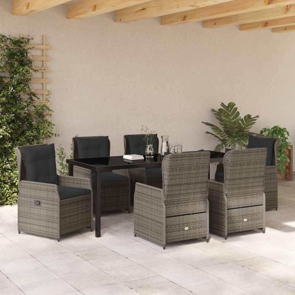 Garden Dining Set 7 pcs Grey Poly Rattan