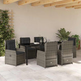 Garden Dining Set 7 pcs Grey Poly Rattan - Top-Down View