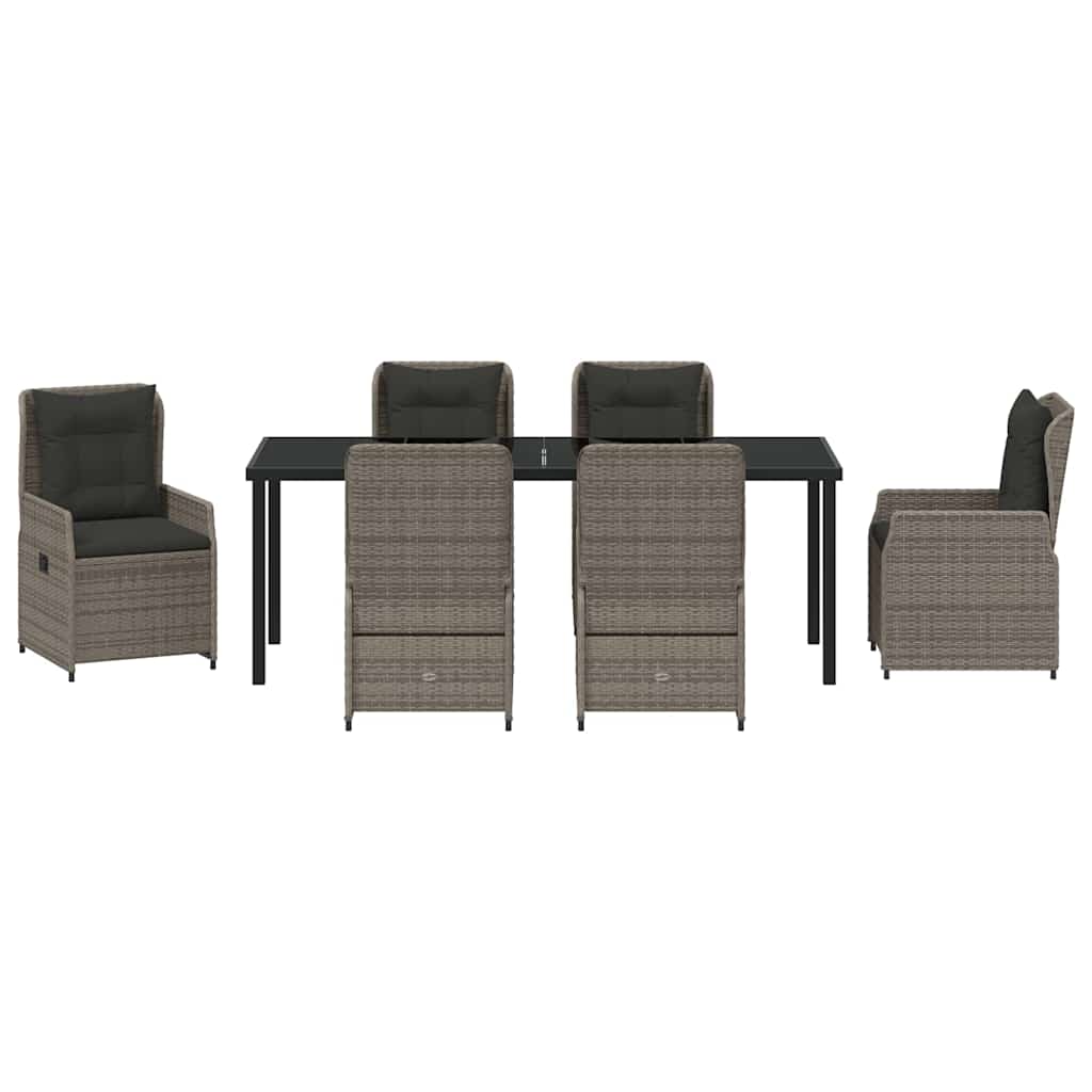 Garden Dining Set 7 pcs Grey Poly Rattan